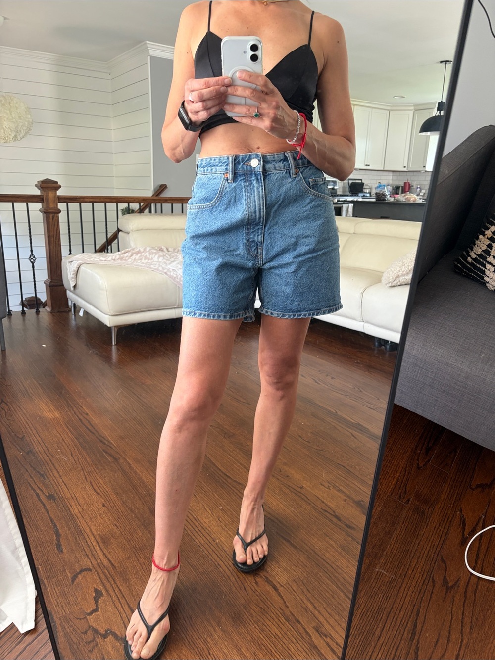 Zara Light Blue High-Rise Denim Shorts - Picture 4 of 5